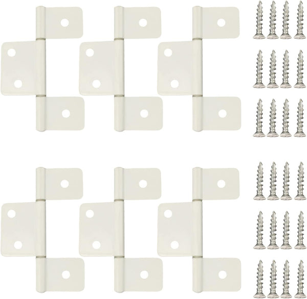 6 Pack White Non-Mortised Hinge for Mobile Home & RV Interior with Screws