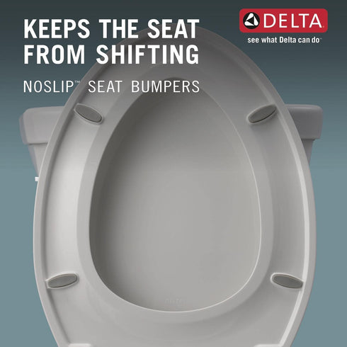 811903-WH Delta Faucet Morgan Elongated Slow-Close White Toilet Seat with Non-Slip Seat Bumpers, White