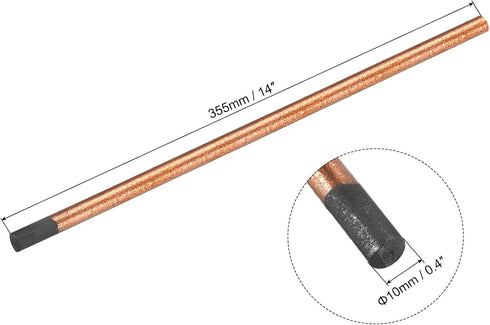 PATIKIL Copper Coated Gouging Carbon Electrode Rods, 10mm/0.4 Inch Dia, 355mm/14-inch Length for Welding, Pack of 5