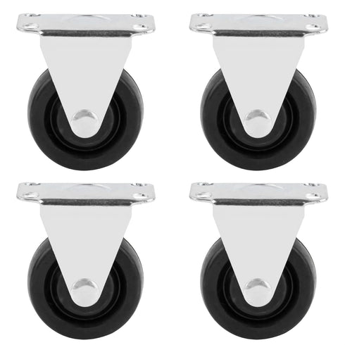 Framendino 4 Pack Heavy Duty Rubber Casters - 1.5 Inch Non-Swivel Top Plate for Furniture, Black