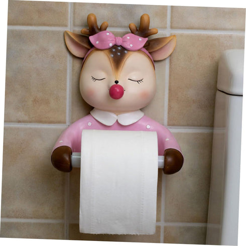 Ciieeo Cartoon Decorative Toilet Paper Holder Wall-Mounted Roll Paper Rack Bathroom Tissue Storage Rack Cute Deer