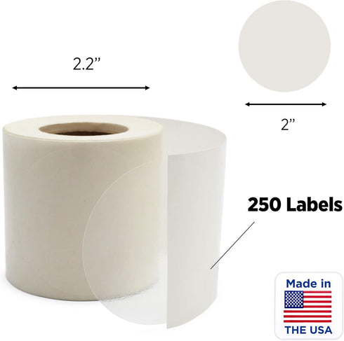 ChromaLabel 2 Inch Round Clear Wafer Seals - 250 Labels per Roll