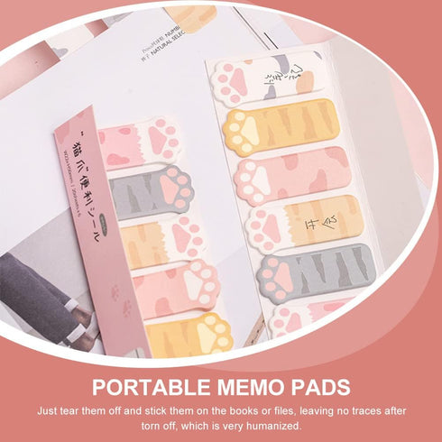 LUOZZY 2 Packs Cat's Paw Sticky Notes, Kawaii Memo Pads, Cartoon Animal Notes, Reading Page Markers Flags