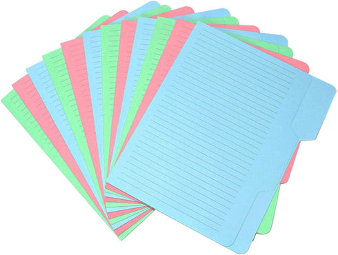 Find It File Folders - 12 Pack Tabbed, Letter Size, Double-Sided, Ruled Filing Folders for Office, School,