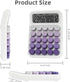 Desktop Mechanical Calculator, Cute Big Buttons Calculators with 12 Digits Large LCD Display, Desk Accessories, for Office Home School (Purple)