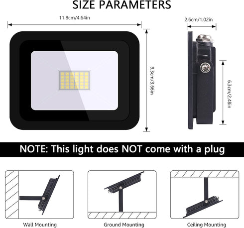 MIHEAL Ultra-Thin 10W 20W 30W 50W 100W LED Flood Light Spotlight Led Search Lamp 110V Floodlights for Outdoor Garden Street Square (Cool White, 30W) by MIHEAL