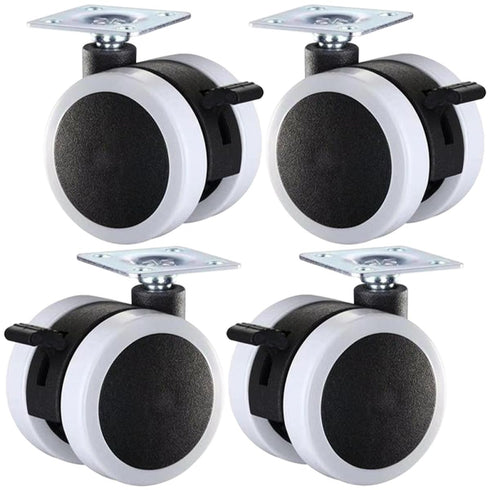 HOOWIFFY 4 Pcs 2-inch White Pu Swivel Casters with Brake for Office Chair,