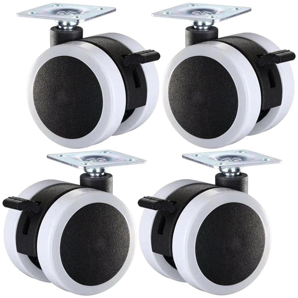 HOOWIFFY 4 Pcs 2-inch White Pu Swivel Casters with Brake for Office Chair,