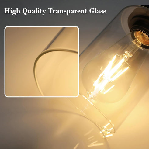 Unicozin 3 E26 Modern Bathroom Light Fixtures, Light Vanity Lights, Black Wall Lamp with Clear Glass for Bathroom