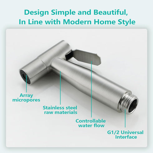 BARROCK Handheld Bidet Sprayer Head Only, Stainless Steel Shattaf Jet Spray for Toilet, Baby Cloth Diaper Sprayer