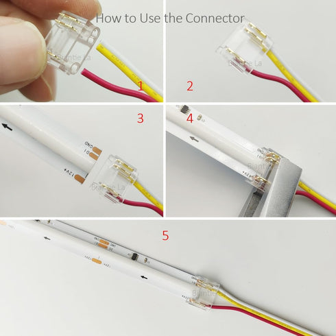 3-Pin 12mm COB LED Strip Connector Kit, Pack of 25 for Solderless Strip-to-Wire and Strip-to-Strip Joints