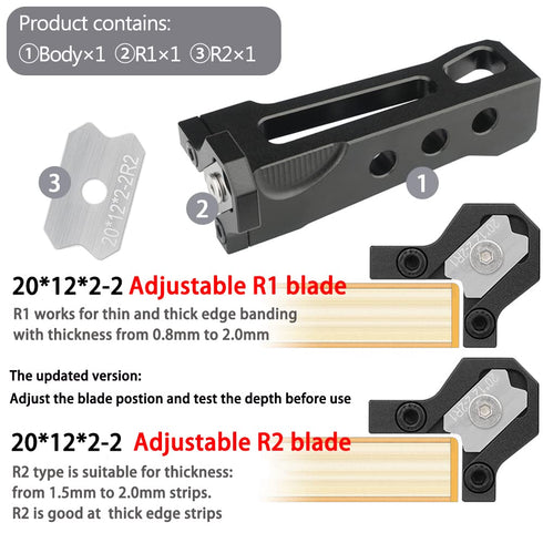 Woodworking Veneer Edge Trimmer - R1+R2 Chamfer Plane, Edge Banding Cutter, Manual Planer Blade, Burr Scraper for Board & Wood Surfaces