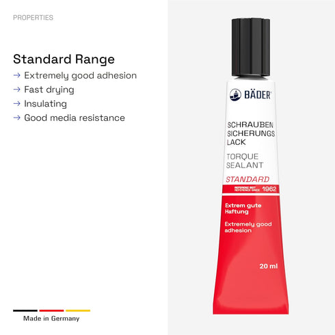 Original BÄDER Torque Sealant Tamper Proof Indicator Zero Color Red 50ml - Threadlocker Made in Germany Since 1962 - Security Pen for Sealing and Proof of Manipulation.