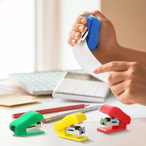 Mini Stapler with Staples, Portable Small Hand Held Stapler, Multicolor Kids Stapler Set for Office School (30 Pieces)