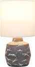 LT1171-GRY 13.78" Simple Designs Chic Glow Marble Inspired Ceramic Table Lamp with Fabric Shade, for Bedroom, Office