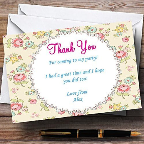The Card Zoo Pretty Floral Vintage Garden Tea Party Thank You Cards Personalized Party Tha...