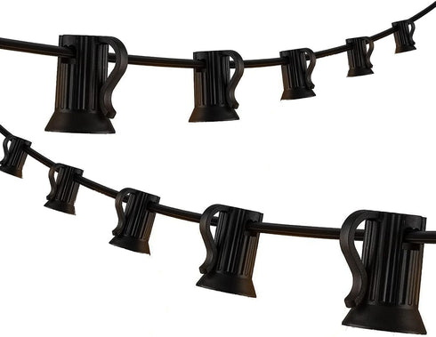 50FT C9 Light String Christmas Stringer, E17 Light Sockets 12" Spacing, C9