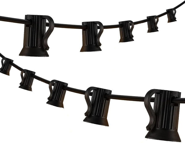 50FT C9 Light String Christmas Stringer, E17 Light Sockets 12" Spacing, C9