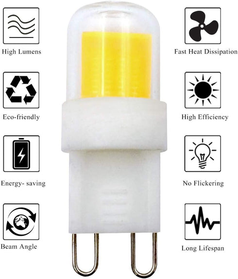 ZHENMING G9 LED Light Bulbs, Dimmable 4W Equivalent 40W Halogen, Daylight White 6000K, Pack of 4