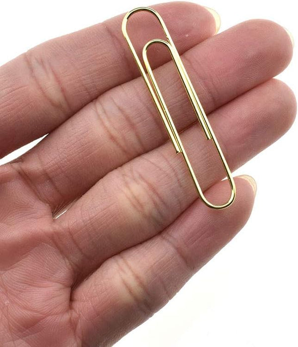 HAHIYO Large Paper Clips, 70 Pack, 2 inches Length, Heavy Duty Tight Grip, Rust Proof Reusable Metal Bright Gold