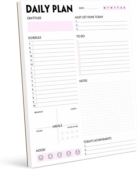 Daily Planner Notepad, Tear-Off Daily Planning Pad with To Do Lists, Schedule, 50 Undated Sheets, 8.5 x 11 in
