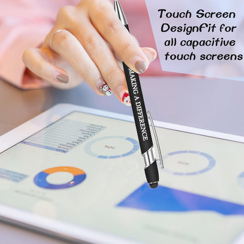 Zonon 12 Pieces Inspirational Motivational Quotes Ballpoint Pens with Stylus Tip - Fine Point Smooth Writing Metal