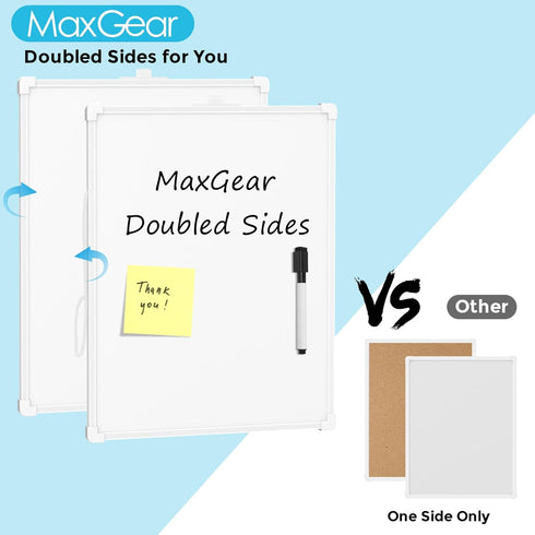 MaxGear Double-Sided Dry Erase Board, 14"x11" Hanging Whiteboard for wall, Small White Board with a Black Dry Erase Marker, Portable Whiteboard for Students - Planning, Drawing, Memo, to Do List by MaxGear