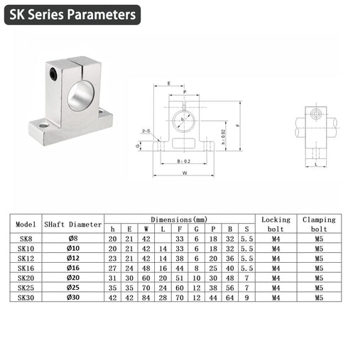 4PCS SK8 Aluminum Linear Rod Rail Shaft Support - Guide Motion for 8mm Diameter Shaft