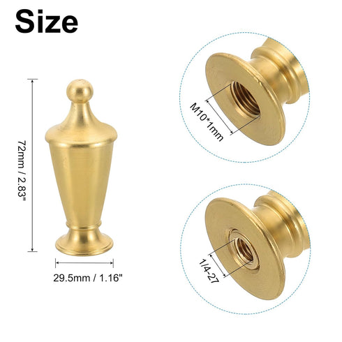 PATIKIL 29.5 72mm 1 Set x Lamp Finials Caps Knob, Solid Brass Lamp Shade Top Decoration Screw Cap Nuts with Brass