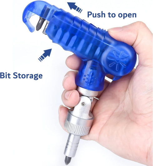 10 IN 1 Magnetic Ratcheting Multi-Bit Screwdriver Set, Adjustable S2 Steel Tool Kit with Blue Shaft