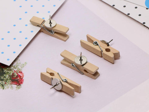Tupalizy Wooden Clips Push Pins, Clothespins for Cork Boards, 20PCS for Photos and Craft Projects