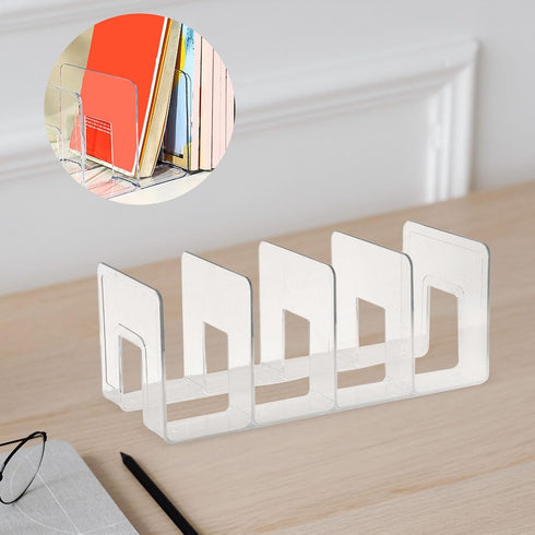 Baoblaze Countertop Book Stand Acrylic Bookends Multifunction Bookshelf Dividers Purse Handbag Organizer for Study Room