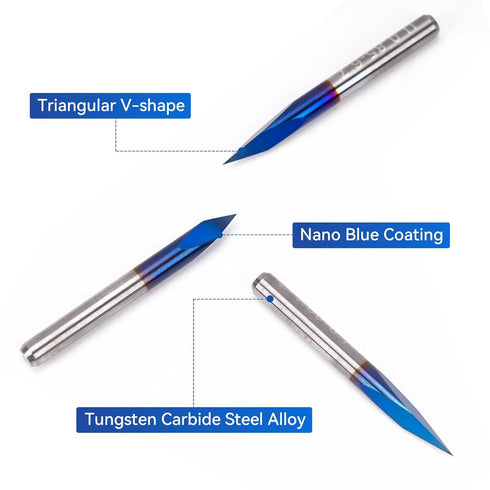 LUNYEE Triangular CNC Router Bits Set, 1/8" Shank Engraving V-Bit for Acrylic Wood Sign Making