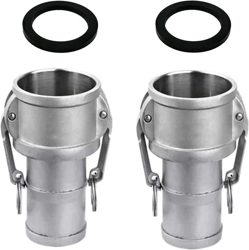 2PCS Global Type C Cam and Groove Hose Fitting, Socket x Hose ID Barbed with 2 PCS Gasket Fitting