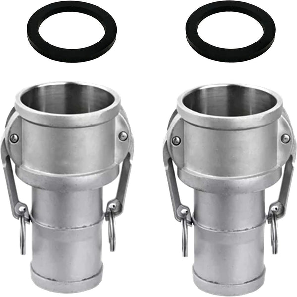 2PCS Global Type C Cam and Groove Hose Fitting, Socket x Hose ID Barbed with 2 PCS Gasket Fitting