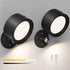 LED Reading Lights, Rechargeable USB Wall Mounted Sconces 3 Color Temperatures, 360