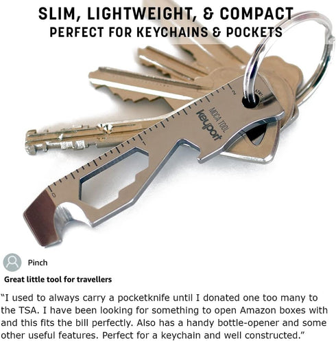 Keyport MOCA 10-in-1 Keychain Multitool, Stainless EDC Multi Tool: Pry Bar, Bottle Opener, Screwdriver & More