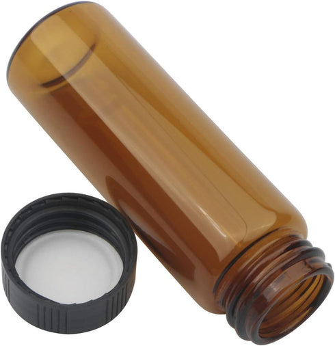 JIUWU 24 Pack 30ml (1 Oz) Brown Glass Sample Vials, Liquid Bottles with Screwcap for Travel