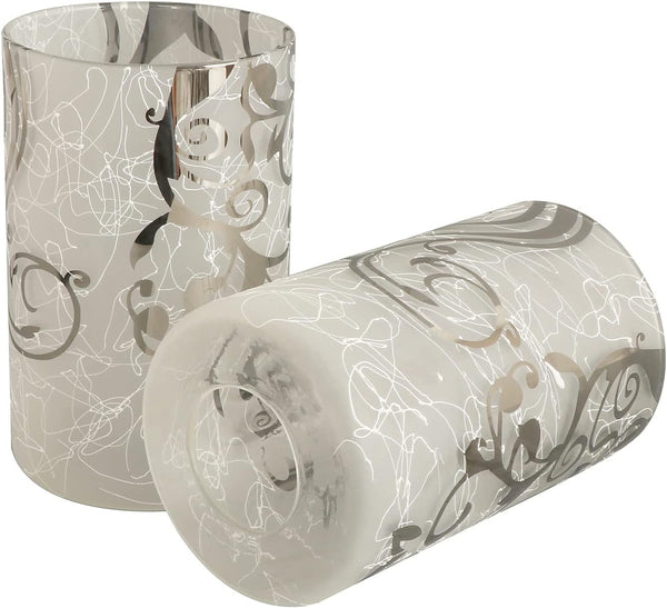 Electroplated Floral Pattern Replacement Glass Lamp Shade 2 Pack, Frosted Glass Light