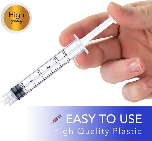 12 Pack 3ml Plastic Luer Lock Syringe, Measuring Syringe Individually Sealed for Scientific Labs, 3ml, 12