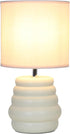 LT1168-CRM 12.68" Simple Designs Chic Glow Mini Stacked Ceramic Table Lamp, Monochromatic Fabric Shade, Small Accent