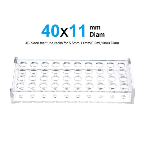 uxcell Test Tube Rack Holder Lab Stand Acrylic 40-Well Clear for 0.2ml,10ml 2Pcs