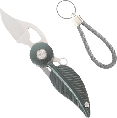 Small Pocket Knife with Chain, Cool Gadgets for Women, Mini EDC Knife, Cute Key Accessories (Dark Green)