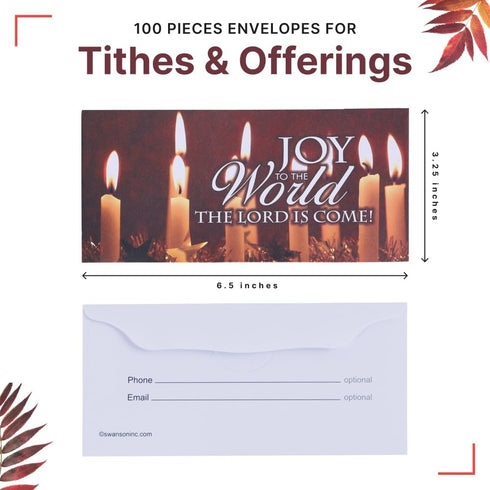 Church Offering Envelopes - Cash Envelopes for Tithes and Offering - Pack of 100 - Swanson Christian Products (Joy to