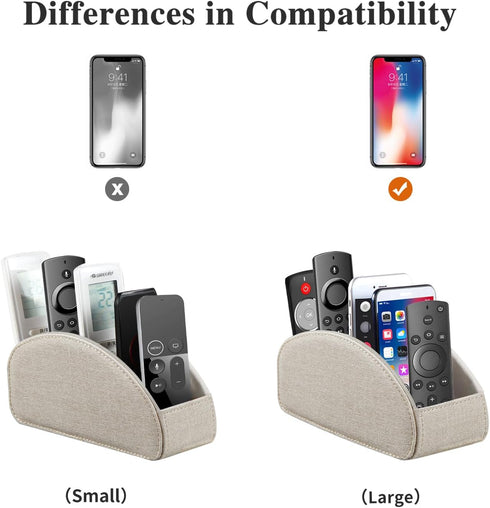 5 Remote Control Holder PU Leather TV Remote Caddy for Table, Compartments Nightstand Organizer for Bedroom