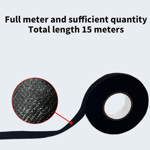 Generic 49.21ft Automotive Wire Harness Tape - Heat-Resistant Cloth Electrical Tape, Self-Adhesive Fabric Wrap
