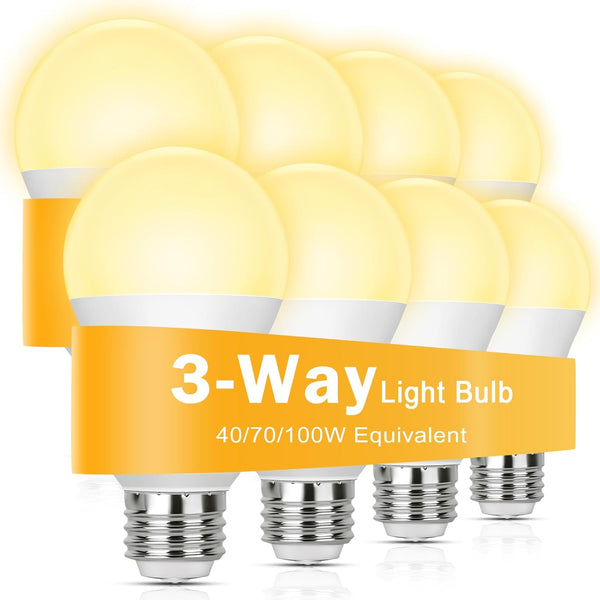 Yochoice 3 Way Light Bulbs 40 70 100W Equivalent Soft White 3000K, 4/8/12W
