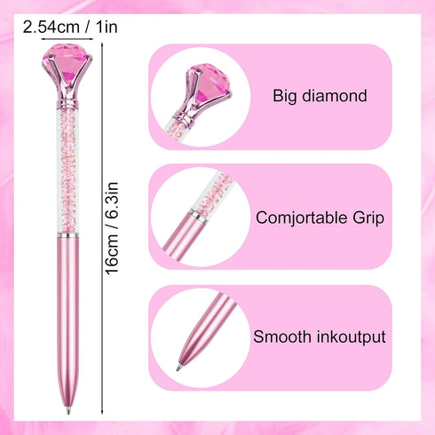 Crystal Pens Bulk, Big Bling Diamond Ballpoint Gel Ink Pen, Rhinestone Glitter Neutral Pens for Women, 60 Pcs (Deep