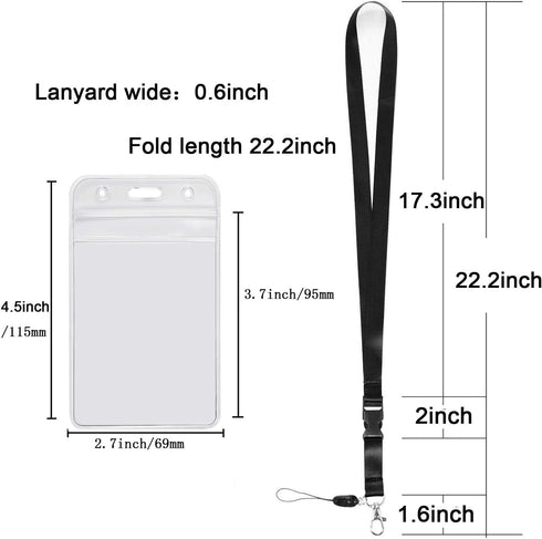 YOUOWO 5 Pack Neck Detachable Buckle Hook Breakaway Lanyards with Clear Vertical Badge Holder for Office Keys