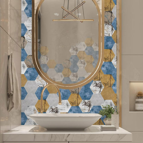 10 Pcs Hexagon Non-Slip Floor Stickers for Home Decor, Peel and Stick Self-Adhesive Wall Sticker, 7.9x9.1inch